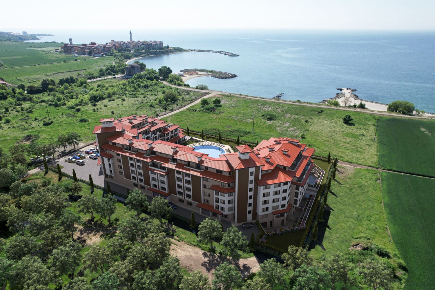 Луксозен двустаен апартамент на 50 м  от морето в модерен комплекс в Ахелой