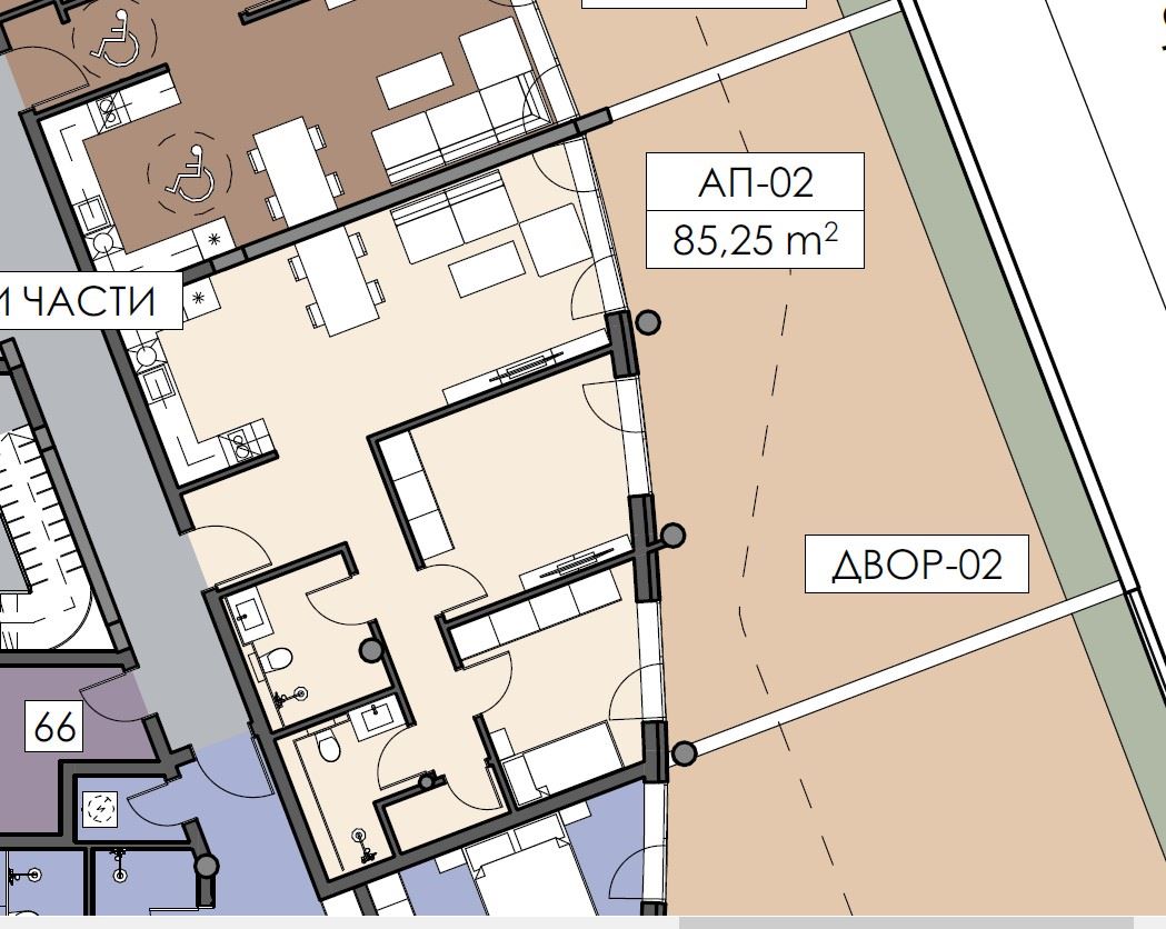 Тристаен апартамент с двор в новата част на Несебър – топ локация без такса поддръжка