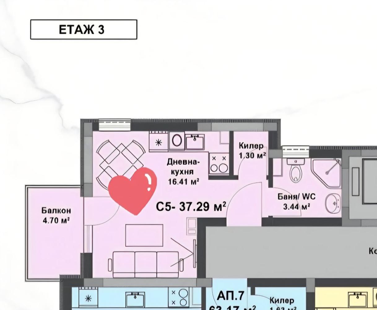 Модерно студио „до ключ“ в нова сграда – отлична локация и без такса поддръжка