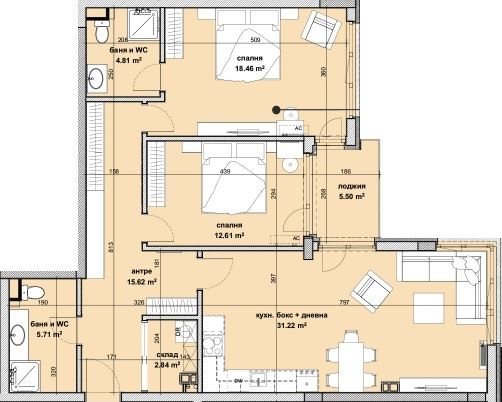 Просторен тристаен апартамент с панорамна лоджия в нова сграда в ж.к. Славейков, Бургас